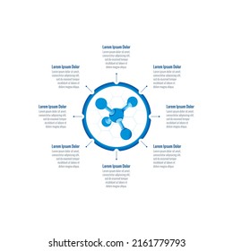 3d molecule infographic template. eight step informational template. health, chemistry, business, magazine, annual report infographic template