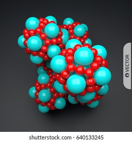 3D molecule. Molecular structure. Vector illustration for science. 