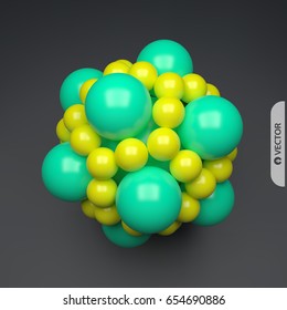 3D molecule. Molecular structure. Vector illustration for science. 