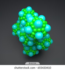 3D molecule. Molecular structure. Vector illustration for science. 