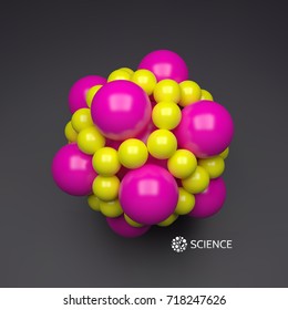 3D molecule. Molecular structure. Vector illustration for science. 