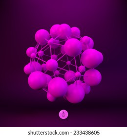 3D Molecule structure background. Graphic design. Vector Illustration. Can be used  for the poster, card, flyer or banner.