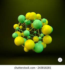 3D Molecule structure background. Graphic design. Vector Illustration. Can be used  for the poster, card, flyer or banner.