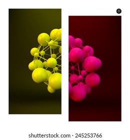 3D Molecule structure background. Graphic design. Vector Illustration. Can be used  for the poster, card, flyer or banner.