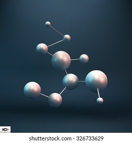 3D Molecule structure background. Graphic design. Vector Illustration. 