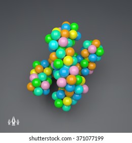 3D Molecule Structure. Futuristic Technology Style. 3D Vector illustration for Science, Technology, Marketing, Presentation. Connection Structure. Network Design. 3D Vector illustration.