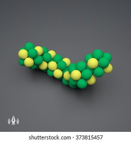 3D Molecule Structure. Futuristic Technology Style. 3D Vector illustration for Science, Technology, Marketing, Presentation. Connection Structure. Network Design. 3D Vector illustration.