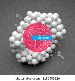 3d molecule structure. Vector illustration. Can be used for advertising, marketing, presentation.