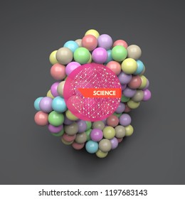 3d molecule structure. Vector illustration. Can be used for advertising, marketing, presentation.