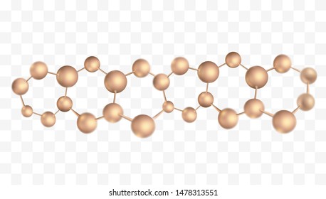 3d molecule vector design. Science abstract isolated element with molecular structure or DNA. Atoms model illustration, scientific banner for medicine, biology, chemistry or physics template