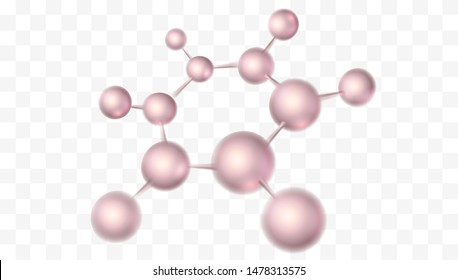 3d molecule vector design. Science abstract isolated element with molecular structure. Atoms model illustration, scientific banner for medicine, biology, chemistry or physics template