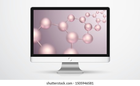 3d molecule vector design. Science abstract background with molecular structure. Atoms model illustration, scientific banner for medicine, biology, chemistry or physics template