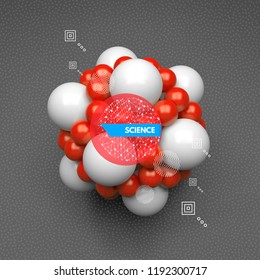3d molecule. Vector illustration for science, technology, marketing, presentation.