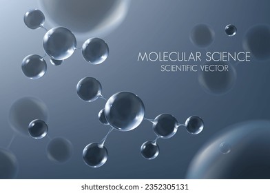 3d molecules. Abstract scientific background with molecular structure. Atoms model illustration, science banner for medicine, biology, chemistry or physics template
