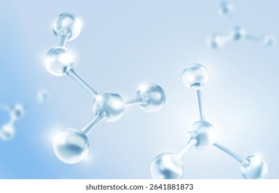 3D molecules or atoms. Biochemical, pharmaceutical, beauty, medical advertising concept background. Science or medical wallpaper. Vector 3d illustration