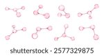 3D molecules or atoms models. 3d abstract molecular structures. Beauty science skincare molecular concept. Vector illustration