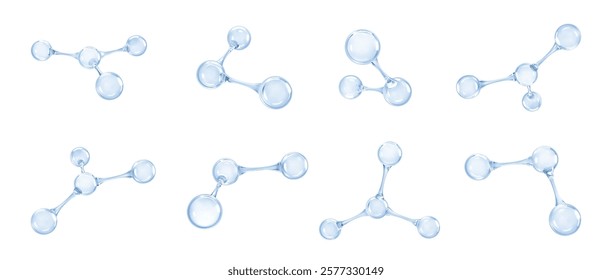 3D molecules or atoms models. 3d abstract molecular structures isolated on white background. Vector illustration