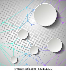 3d molecules on monochrome background. Vector infographic template.