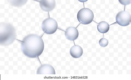 3d molecules vector design. Science abstract background with molecular structure. Atoms model illustration, scientific banner for medicine, biology, chemistry or physics template