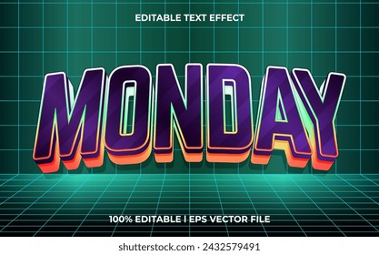 3d monday logo style editable vector text effect