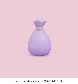 3d Money Bag On Pink Background. Vector Illustration.