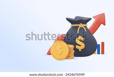3D money bag, Online payment, Business and finance concept. Investment, revenue and stock trading banner. Financial concept, Pouch Money bag and coins. Vector illustration