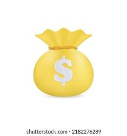 3D Money bags icon, money saving concept. 3d vector illustration.