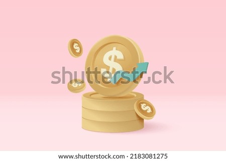3D money coin saving on pastel purple background. bundles cash and floating coins exchange with finance business concept, earning investment. 3d vector icon trading for investment render illustration