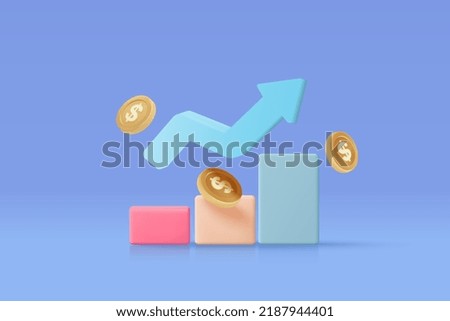 3D money coin saving on pastel blue background. bundles cash and floating coins exchange with finance business concept, earning investment. 3d vector icon trading for investment render illustration