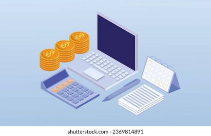 3D Money management. 3D design.isometric vector design Illustration.