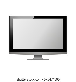 3d monitor template. realistic Personal computer monitor mockup with white screen isolated on the white background. Eps 10 vector illustration.