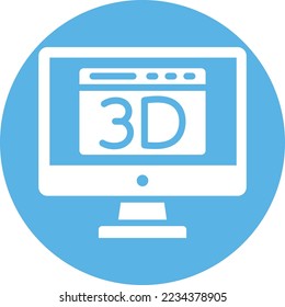 3d monitor Vector Icon which is suitable for commercial work and easily modify or edit it
