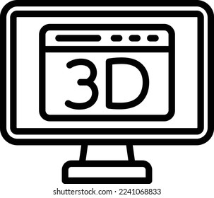 3d monitor Vector Icon which is suitable for commercial work and easily modify or edit it
