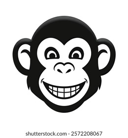 3D monkey headshot with a playful grin, proper outline