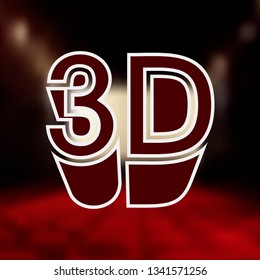 3D mono color icon . Simple thin line, outline vector of Cinema icons for UI and UX, website or mobile application