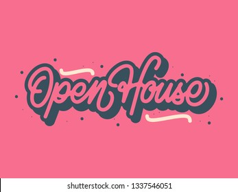 3D Mono Line Pink Calligraphy Open House with Pink Background