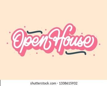 3D Mono Line White Open House Calligraphy with Pink Shadow and Yellow Background
