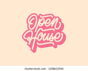 3D Mono Line Yellow Open House Calligraphy with Pink Shadow