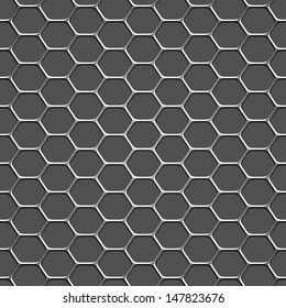 3d monochromatic honeycomb seamless pattern background. Vector EPS10 