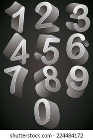 3D monochrome numbers vector set, look best over dark background.