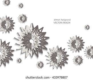 3d monochrome vector background with stylized flowers. Architectural motifs in oriental style. Vector eps 10