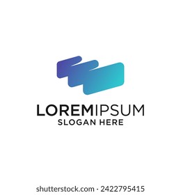 3d monogram w logo design graphic template