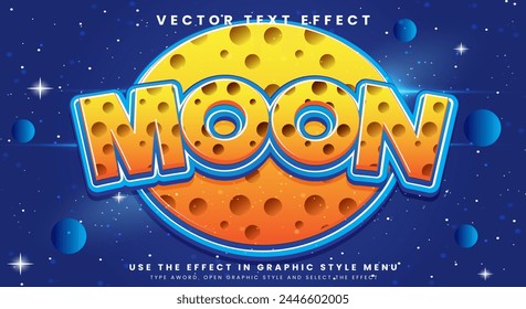 3D Moon editable text effect Template with Space style