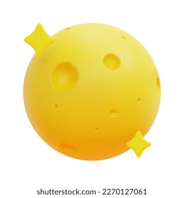 3d moon and star icon vector. Isolated on white background. 3d weather, meteorology, forecast and nature concept. Cartoon minimal style. 3d full moon icon vector render illustration.