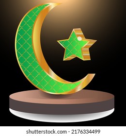 3d moon and star, pudiam, eid mubarak