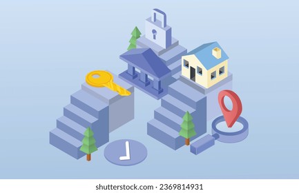3D Mortgage Bank loans for buying a home.3D design.isometric vector design Illustration.