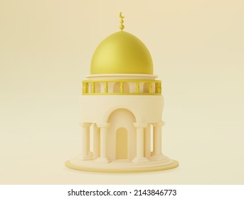 3d mosque render design. Suitable for Ramadan, Eid al fitr and Eid al Adha decoration.