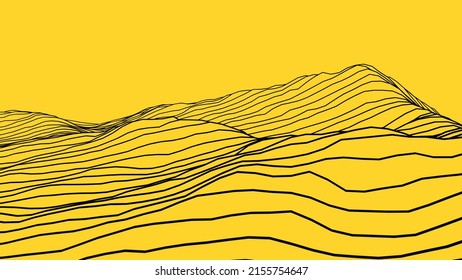 3d mountain contour topology line