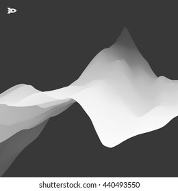 Paisaje de montaña 3D. Terreno montañoso. Antecedentes abstractos. Ilustración vectorial.