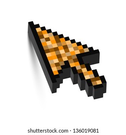 3D mouse arrow cursor with shadow. Web concept.